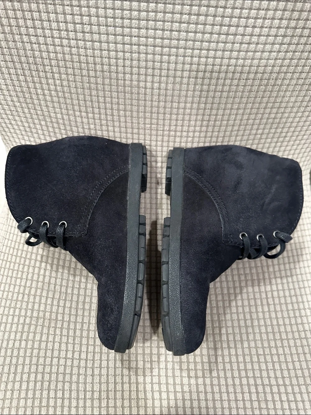 Y2K Prada sport women’s 6 Black Suede wedge lace up Booties.